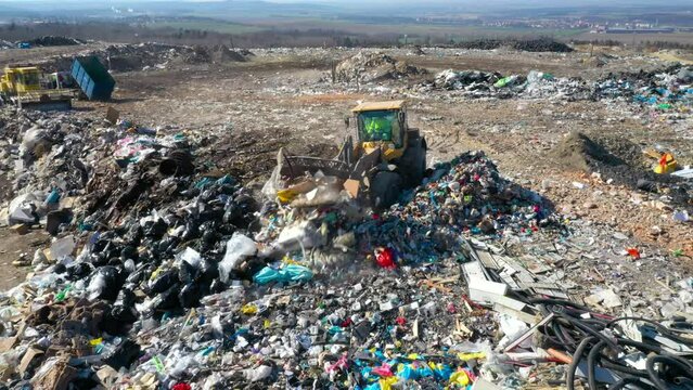 Great dump in Czech Republic. Plastic bottles, bags and other packaging. Waste management in Eastern Europe.