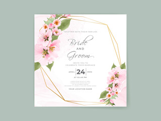 Beautiful soft pink cherry blossom wedding invitation card