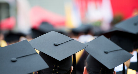 back of graduates during commencement.