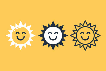 Smiling sun icon, Vector and Illustration.