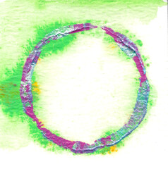 Colorful hand drawn circle isolated on white background..Acrylic on paper. For design used.