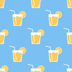Seamless orange juice pattern background, Vector and Illustration.