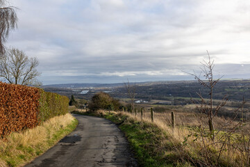 Obraz premium Heddon on the Wall, Northumberland England: 8th Feb 2022: A nice view of the Tyne Valley on a sunny winter day