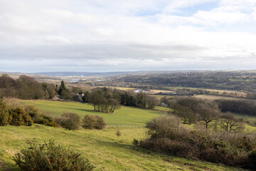 Fototapeta na wymiar Heddon on the Wall, Northumberland England: 8th Feb 2022: A nice view of the Tyne Valley on a sunny winter day