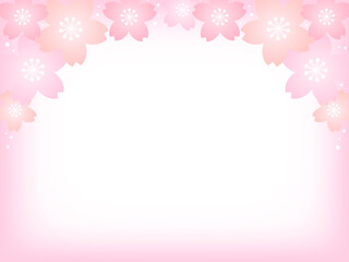 パステルカラーの桜の花とピンクの背景画像/上部装飾