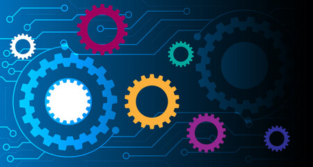 Gear Engine work Mechanical concept.future Technology machine engineering symbol. Industry development. Business solution idea. EP.2