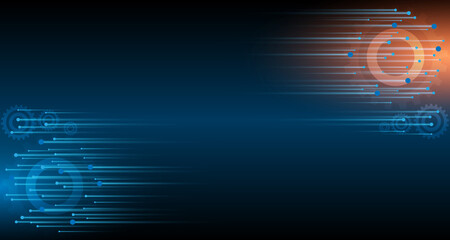 geometric technology abstract horizontal gear movement style concept particle connection background design with light vector illustration ep.2
