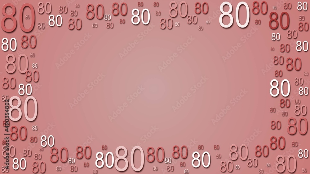 Poster greeting card with space for your text or signature - framed of multiple number 80 in different size