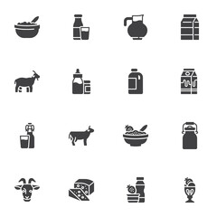 Milk products vector icons set
