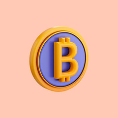 realistic glossy bitcoin icon 3d render concept for  Digital currency Cryptocurrency 