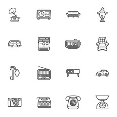 Retro Products line icons set