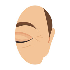 Wrinkled female skin closeup for beauty concept design. Facial rejuvenation and anti-aging therapy in women. Vector illustration