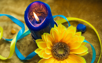 Pray for Ukraine, concept of peace, save the world, magical praying, esoteric 