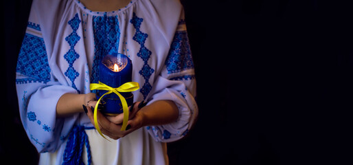 Pray for Ukraine, concept of peace, save the world, magical praying, esoteric 