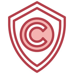 COPYRIGHT red line icon,linear,outline,graphic,illustration