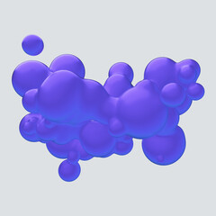 Abstract 3D render - gradient purple metaball isolated on light background