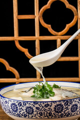 Chinese food-delicious fish head soup .Silver carp head soup