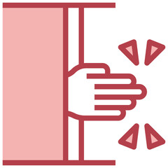 HAND red line icon,linear,outline,graphic,illustration