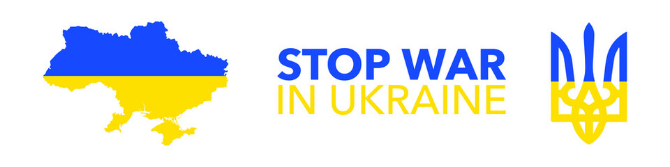 Stop war in Ukraine. No war in Ukraine. Support sign.