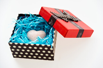 heart shape stone in a gift box..