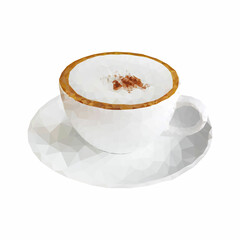 Polygon cup of cappuccino vector illustration. Elegant polygonal food isolated on white background.