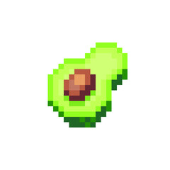 Fototapeta premium Avocado pixel art icon. Design for logo, sticker and mobile app. Isolated vector illustration. Game assets 8-bit sprite.