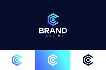 Letter CC hexagon logo