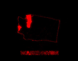 Plexus flat map showing the state of Washington from the United State of America on black background. USA. Plexus map of Washington
