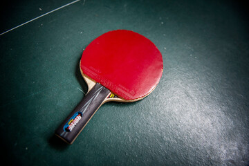 Ping pong racket on table
