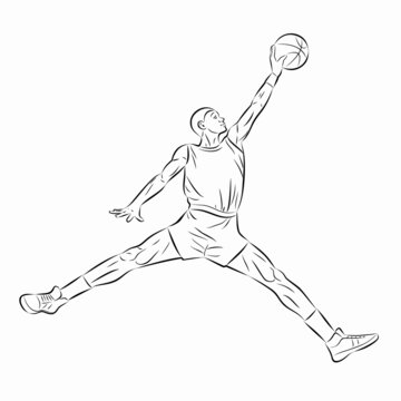 illustration of a basketball player, vector drawing