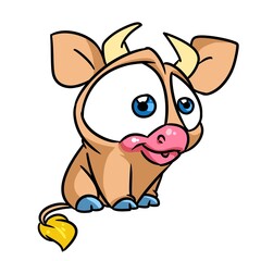 Naklejka na ściany i meble Little calf parody animal farm character illustration cartoon