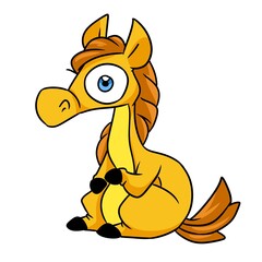 Little sad horse animal character illustration cartoon