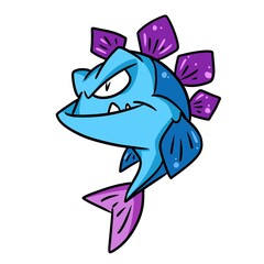 Little predatory fish monster character illustration cartoon
