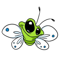 small butterfly green insect character illustration cartoon