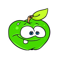 Funny apple vitamins fruit character illustration cartoon