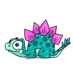 Little dinosaur stegosaurus character illustration cartoon