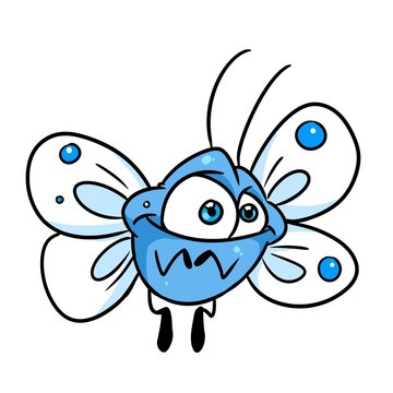 small butterfly animal blue insect funny character illustration cartoon