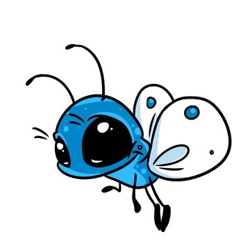 Little parody butterfly flying character illustration cartoon