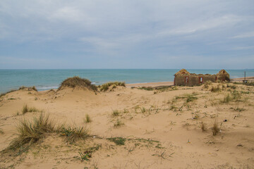 A beach and its surroundings in winter time