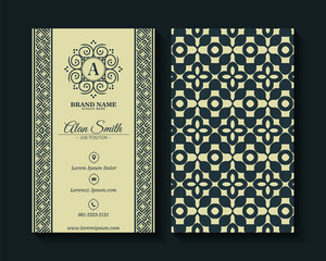 vertical business card with ornament pattern border