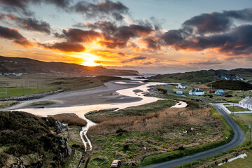 Aerial view of Glen Bay in Glencolumbkille in County Donegal, Republic of Irleand