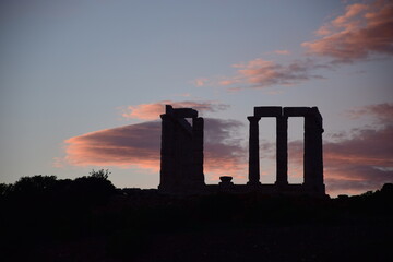 Shadowed column ruins
