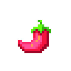 Chilli red pepper pixel art icon. Isolated vector illustration. 8-bit sprite. Design stickers, logo, mobile app.