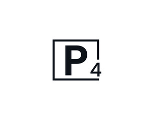 P4, 4P Initial letter logo