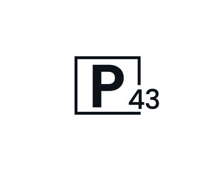P43, 43P Initial letter logo