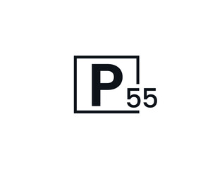 P55, 55P Initial letter logo