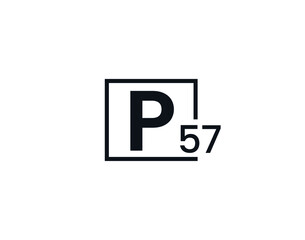 P57, 57P Initial letter logo