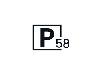 P58, 58P Initial letter logo
