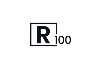 R100, 100R Initial letter logo