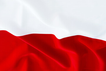 Closeup of poland waving flag